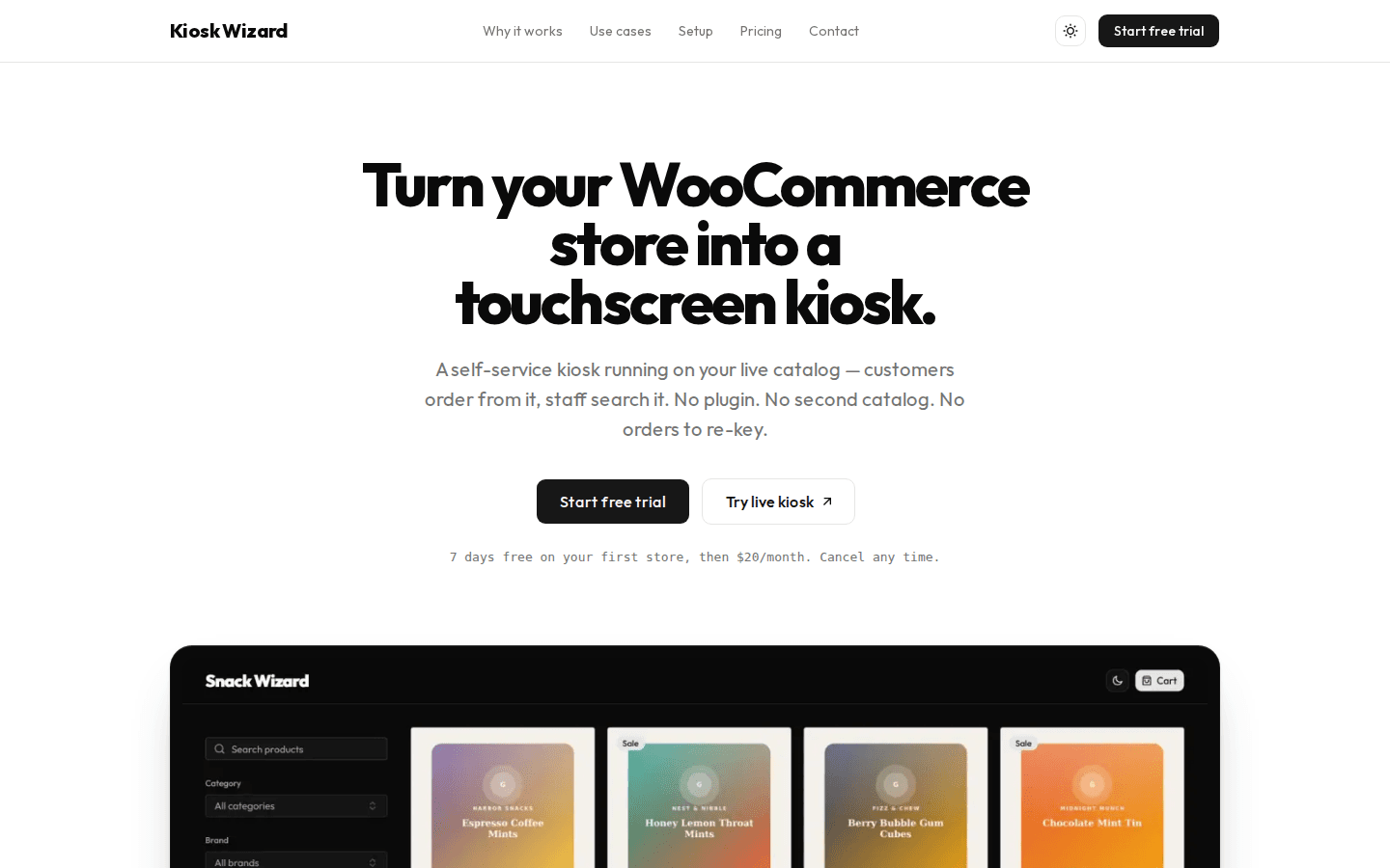 Kiosk Wizard homepage